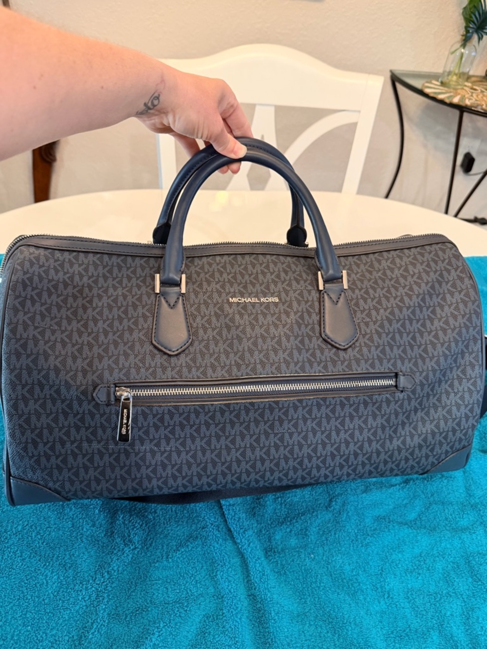 Michael Kors Navy MK Monogram Rolling Duffel and Carry-On Set - Picture 10 of 16